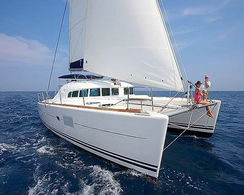 50-foot Lagoon sailing catamaran under sail